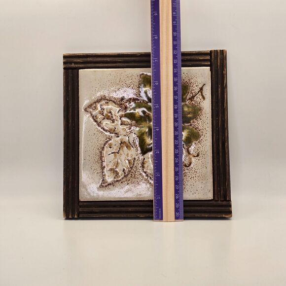 Vintage Ceramica S. Marco Wood Framed Floral Tile Made in Italy 7" x 7" - Picture 3 of 4